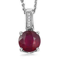 D'Joy Niassa Ruby (FF) and White Zircon 2.20 ctw Pendant Necklace in Rhodium Over Sterling Silver 20 Inches