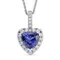 Certified & Appraised D'Joy Premium Tanzanite and Moissanite 1.74 ctw Pendant Necklace in Rhodium Over Sterling Silver (20 Inches) - Sticky add to cart bar