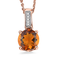 D'Joy Santa Ana Madeira Citrine and White Zircon 1.40 ctw Pendant Necklace in 18K Vermeil Rose Gold Over Sterling Silver 20 Inches