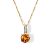 D'Joy Santa Ana Madeira Citrine and White Zircon 1.40 ctw Pendant Necklace in 18K Vermeil Yellow Gold Over Sterling Silver 20 Inches
