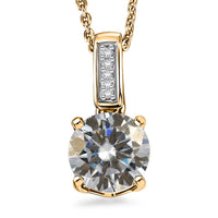 D'Joy Moissanite 1.25 ctw Pendant Necklace in 18K Vermeil Yellow Gold Over Sterling Silver 20 Inches