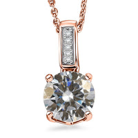 D'Joy Moissanite 1.25 ctw Pendant Necklace in 18K Vermeil Rose Gold Over Sterling Silver 20 Inches
