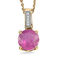 D'Joy Ilakaka Hot Pink Sapphire (FF) and White Zircon 2.20 ctw Pendant Necklace in 18K Vermeil Yellow Gold Over Sterling Silver 20 Inches