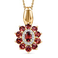 D'Joy AAA Red and White Zircon 2.30 ctw Red Flower Halo Pendant Necklace in 18K Vermeil Yellow Gold Over Sterling Silver 20 Inches - Sticky add to cart bar