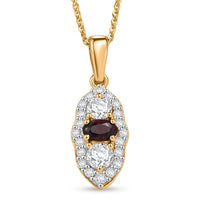 D'Joy AAA Red Zircon and Moissanite 0.90 ctw Pendant Necklace in 18K Vermeil Yellow Gold Over Sterling Silver 20 Inches