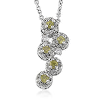 Hebei Peridot, Simulated Diamond Pendant in Silvertone with Stainless Steel Necklace (20 Inches) 10.00 ctw