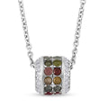 Tourmaline and Simulated Diamond 3.00 ctw Pendant in Silvertone with Stainless Steel Necklace 20 Inches - Sticky add to cart bar