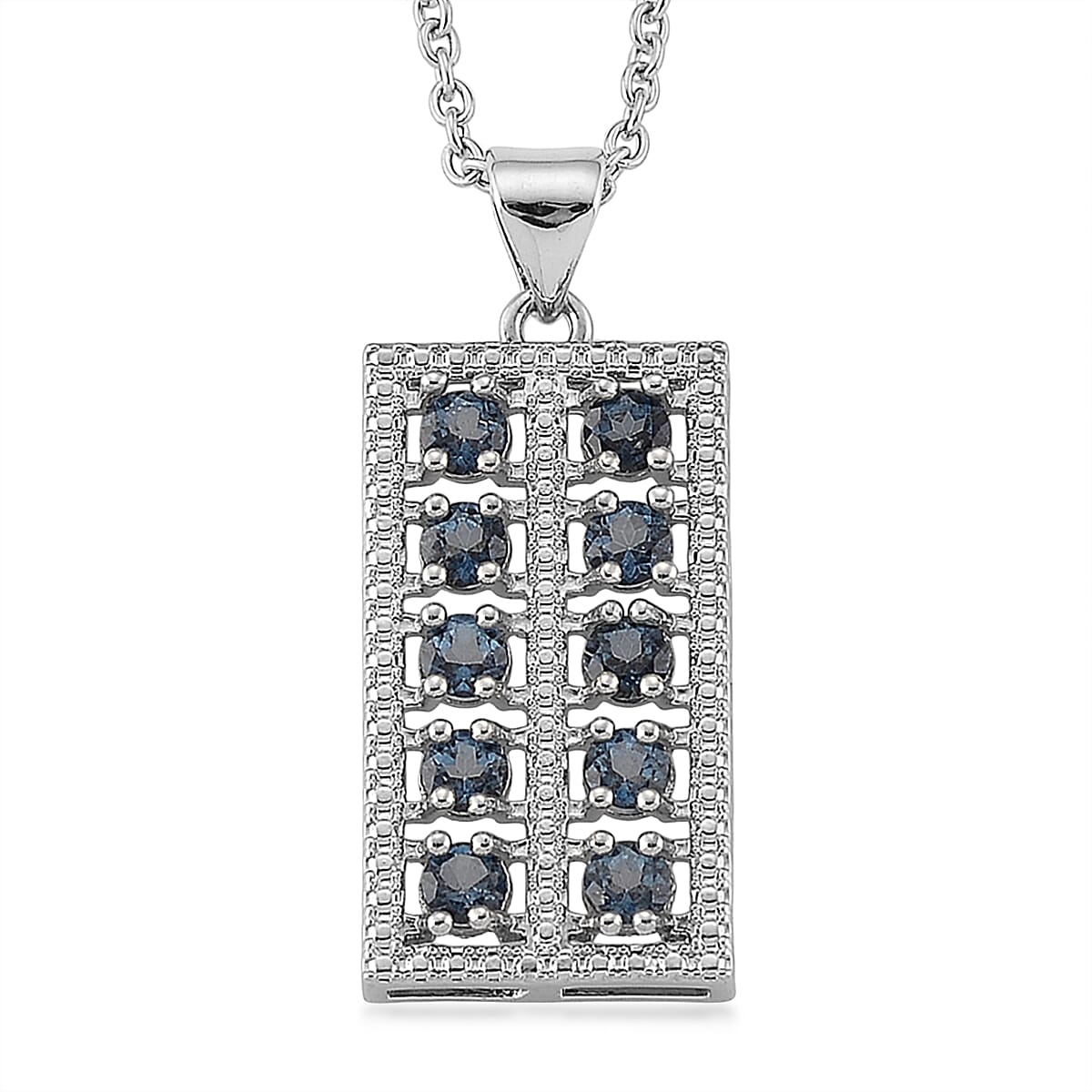 Blue Topaz 2.00 ctw Pendant in Silvertone with Stainless Steel Necklace 20 Inches