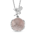 White Crystal Quartz 18.00 ctw Pendant in Silvertone with Stainless Steel Necklace 20 Inches - Sticky add to cart bar