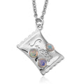 Opal 3.00 ctw Pendant in Silvertone with Stainless Steel Necklace 20 Inches - Sticky add to cart bar