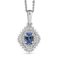 D'Joy Ceylon Blue Sapphire and Diamond Pendant Necklace in Rhodium Over Sterling Silver 20 Inches 1.00 ctw - Sticky add to cart bar