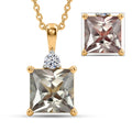 Princess Cut AAA Turkizite and Luxuriant Lab Grown Diamond G-H SI 2.20 ctw Golden Dusk Solitaire Pendant Necklace in 18K Vermeil Yellow Gold Over Sterling Silver 20 Inches - Sticky add to cart bar