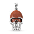 Goldstone Skull Pendant in Silvertone with Stainless Steel Necklace (20 Inches) 17.50 ctw - Sticky add to cart bar