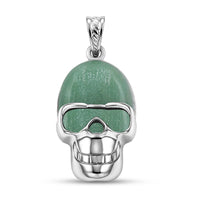 Goldstone Skull Pendant in Silvertone with Stainless Steel Necklace (20 Inches) 17.50 ctw