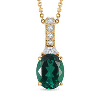 D'Joy Lab Grown Emerald and Moissanite 2.60 ctw Pendant Necklace in 18K Vermeil Yellow Gold Over Sterling Silver 20 Inches