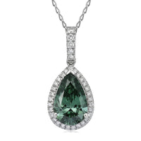 Luxoro 10K Yellow Gold Premium Tanzanite and Diamond (I2) (0.16 cts) Halo Drop Pendant Necklace (20 Inches) 2.00 ctw