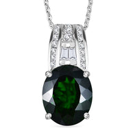 D'Joy Chrome Diopside and Moissanite 4.25 ctw Evergreen Glow Pendant Necklace in Rhodium Over Sterling Silver 20 Inches