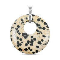 Wood Jasper Donut Pendant in Silvertone with Stainless Steel Necklace (20 Inches) 51.25 ctw