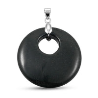 Wood Jasper Donut Pendant in Silvertone with Stainless Steel Necklace (20 Inches) 51.25 ctw
