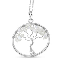 Howlite 5.25 ctw Tree of Life Pendant in Silvertone with Stainless Steel Necklace (20 Inches)
