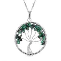 Fluorite 5.25 ctw Tree of Life Pendant in Silvertone with Stainless Steel Necklace (20 Inches)