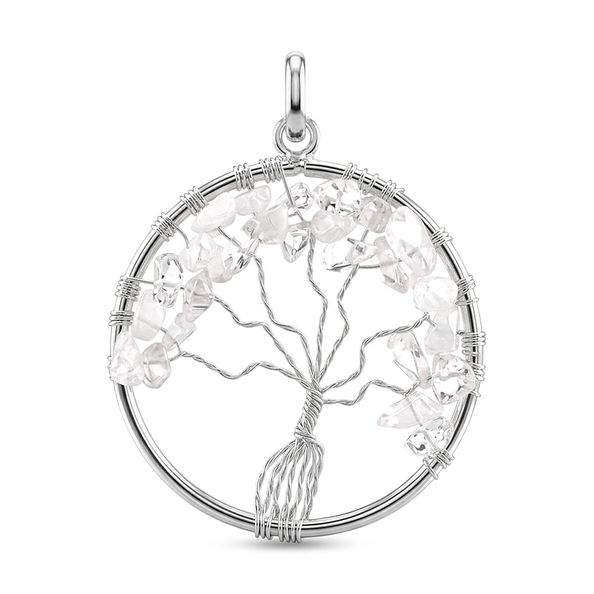 Tiger's Eye Tree of Life Pendant in Silvertone with Stainless Steel Necklace (20 Inches) 5.25 ctw