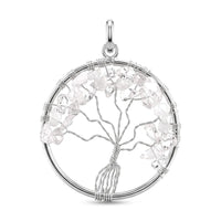 Tiger's Eye Tree of Life Pendant in Silvertone with Stainless Steel Necklace (20 Inches) 5.25 ctw
