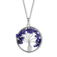 Indian Agate 5.25 ctw Tree of Life Pendant in Silvertone with Stainless Steel Necklace (20 Inches)