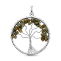 Tiger's Eye Tree of Life Pendant in Silvertone with Stainless Steel Necklace (20 Inches) 5.25 ctw - Sticky add to cart bar