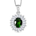 D'Joy Chrome Diopside and Moissanite 2.00 ctw Bloom Burst Pendant Necklace in Rhodium Over Sterling Silver 20 Inches - Sticky add to cart bar