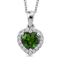 D'Joy Chrome Diopside and Moissanite 1.00 ctw Secret Garden Heart Pendant Necklace in Rhodium Over Sterling Silver 20 Inches - Sticky add to cart bar
