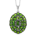 D'Joy Chrome Diopside 7.15 ctw Floral Cluster Pendant Necklace in Rhodium Over Sterling Silver 20 Inches - Sticky add to cart bar