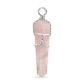 Galilea Rose Quartz Taper Point Pendant in Silvertone with Stainless Steel Necklace (20 Inches) 32.00 ctw - Sticky add to cart bar
