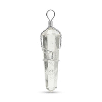 Galilea Rose Quartz 18.00 ctw Taper Point Pendant in Silvertone with Stainless Steel Necklace (20 Inches)