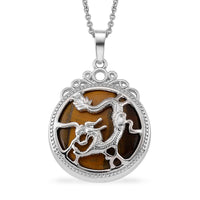 Opalite 35.00 ctw Pendant in Silvertone with Stainless Steel Necklace 20 Inches