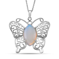 Butterfly Pendant with Stainless Steel Chain Necklace (20 Inches) in Silvertone 23.00 ctw