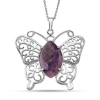 Butterfly Pendant with Stainless Steel Chain Necklace (20 Inches) in Silvertone 23.00 ctw