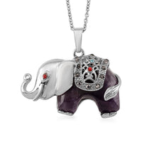 African Amethyst, Multi Color Austrian Crystal Pendant in Silvertone with Stainless Steel Necklace (20 Inches) 20.00 ctw