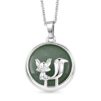 Green Aventurine Pendant in Silvertone with Stainless Steel Necklace (20 Inches) 25.00 ctw