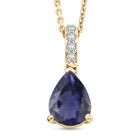 D'Joy Premium Catalina Iolite and White Zircon Pendant Necklace (20 Inches) in 18K Vermeil Yellow Gold Over Sterling Silver 1.75 ctw