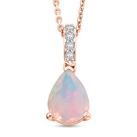 D'Joy Premium Ethiopian Welo Opal and White Zircon Pendant Necklace (20 Inches) in 18K Vermeil Rose Gold Over Sterling Silver 1.40 ctw
