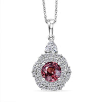 Certified & Appraised Premium Raspberry Zircon, Moissanite Pendant Necklace (20 Inches) in Rhodium Over Sterling Silver 2.80 ctw
