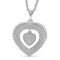 D''Joy Diamond Accent Heart Pendant Necklace (20 Inches) in Rhodium Over Sterling Silver