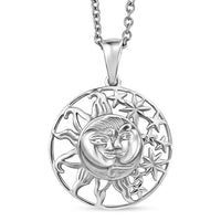 D'Joy Sun Pendant in Sterling Silver with Stainless Steel (20 Inches)