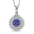 D'Joy Certified & Appraised Tanzanite and Moissanite 2.10 ctw Pendant Necklace (20 Inches) in Rhodium Over Sterling Silver - Sticky add to cart bar