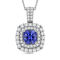 D'Joy Certified & Appraised Tanzanite and Moissanite 2.00 ctw Pendant Necklace in Rhodium Over Sterling Silver (20 Inches) - Sticky add to cart bar