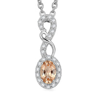 D'Joy Premium Natural Green Apatite, White Zircon Pendant in Rhodium Over Sterling Silver with Stainless Steel Necklace (20 Inches) 0.80 ctw