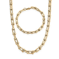 Bracelet (8.50 In) and Necklace (24 Inches) in ION Plated YG Stainless Steel