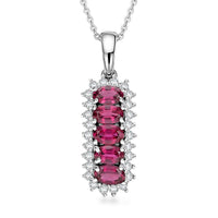 D'Joy Premium Ouro Fino Rubellite and Moissanite 1.60 ctw Pendant Necklace in Rhodium Over Sterling Silver 20 Inches