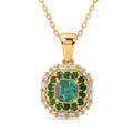 D'Joy AAA Kagem Zambian Emerald and Moissanite 1.20 ctw Royal Blossom Pendant Necklace in 18K Vermeil Yellow Gold Over Sterling Silver 20 Inches (Ships in 5-7 Days) - Sticky add to cart bar